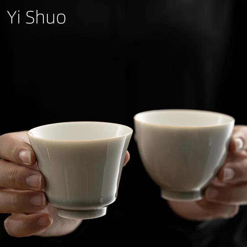 Japanese Pottery - น้ำแข็งเคลือบสีเทาถ้วยสไตล์ญี่ปุ่นทำด้วยมือเซรามิคKung Fuชาถ้วยชาถ้วยชามMasterถ้วยถ้วยถ้วยชาเซรามิคถ้วย